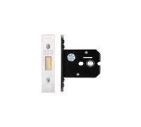 Kooples Hardware Flat Deadlock Slim Mortice Lock c/w PVD Forend and Strike - Single Throw Deadbolt for Timber Doors (Satin Stainless)