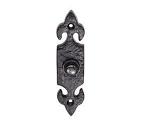Kooples Hardware Fleur de LYS Bell Push Black Doorbell Button Cast Iron Vintage Design for Front Entrance Gate or Wall