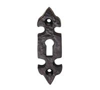 Kooples Hardware Fleur de LYS Escutcheon Traditional Black Keyhole Cover for Mortice Locks - Decorative Wrought Iron Style
