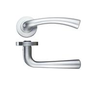KOOPLES HARDWARE Florence Lever on Round Rose - Stainless Steel Internal Door Handle - Elegant Slim Curved Lever - Satin Finish - Fixings Included (Satin Chrome)