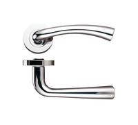KOOPLES HARDWARE Florence Lever on Round Rose - Stainless Steel Internal Door Handle - Elegant Slim Curved Lever - Satin Finish - Fixings Included (Polished Nickel)