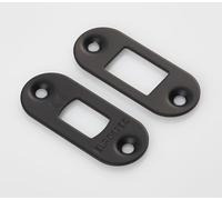 Kooples Hardware Forend Strike & Fixing Pack | Compatible with Heavy Duty Tubular Deadbolts | Strike Plate and Fixings for Timber Doors (Radius, Matt Black)