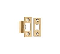 Kooples Hardware Forend Strike & Fixing Pack | Compatible with Heavy Duty Tubular Latches | Strike Plate and Fixings for Timber Doors | Durable Latch Hardware (Square, Satin Brass)