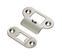 Kooples Hardware Forend Strike & Fixing Pack | Compatible with Heavy Duty Tubular Latches | Strike Plate and Fixings for Timber Doors | Durable Latch Hardware (Radius, Satin Stainless Steel)