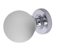 KOOPLES HARDWARE Frosted Ball Glass Mortice Door Knobs - Round Satin Glass Knob Set with Solid Brass Rose - Elegant Interior Handles for Period & Modern Homes