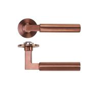 KOOPLES HARDWARE Garda Lever on 4mm Round Slim Sprung Rose - Ultra Slim Stainless Steel Door Handle - Modern 19mm Lever - Grade 304 - Fixings Included (PVD Bronze)