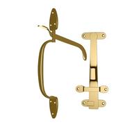 Kooples Hardware Heavy Duty Epoxy Brass Iron Suffolk Thumb Gate Latch Catch Set Ideal for Wooden Garden Gate, Garage & Shed Doors