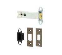 Kooples Hardware Heavy Duty Tubular Deadbolt - Key-Operated Door Bolt for Internal & External Use - Mortice Lock Bolt with Strike Plate & Fixings (Antique Brass, 102mm)