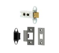 Kooples Hardware Heavy Duty Tubular Latch - 45° Short Travel Latch for Internal Doors - Smooth Action Mortice Latch with Strike Plate & Screws (Gun Metal, 64mm)