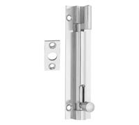 Kooples Hardware Heavy Necked Barrel Bolt - Strong Door Bolt for Surface Mounting - Offset Security Bolt for Doors & Gates (Satin Chrome, 200x38mm)