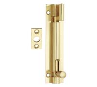 Kooples Hardware Heavy Necked Barrel Bolt - Strong Door Bolt for Surface Mounting - Offset Security Bolt for Doors & Gates (Polished Brass, 150x38mm)