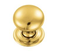 KOOPLES HARDWARE Hollow Victorian Knob Traditional Cabinet Knob - Classic Round Drawer Pull in Vintage Style (Polished Brass, 32mm)