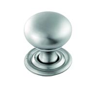 KOOPLES HARDWARE Hollow Victorian Knob Traditional Cabinet Knob - Classic Round Drawer Pull in Vintage Style (Satin Chrome, 32mm)