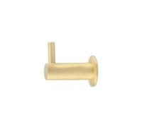 KOOPLES HARDWARE Hoxton Cupboard Hooks - Solid Brass Single Hook for Cabinet, Cupboard & Wardrobe Doors - Vintage Style Hook in Antique & Polished Finishes (Satin Brass)