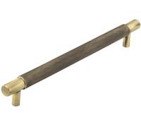 KOOPLES HARDWARE Hoxton Taplow Cabinet Handles - Solid Brass Pull Handles for Drawers & Cupboards - Elegant Fluted Design with Modern Detailing (No Backplate, Antique Brass, 224mm)