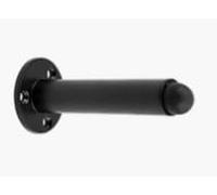Kooples Hardware Jedo & Nero Wall Mounted Cylinder Door Stop - Contemporary Door Stopper with Rose Backplate & Rubber Buffer - Solid Construction for Internal Walls (Black, 85mm)