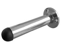 Kooples Hardware Jedo & Nero Wall Mounted Cylinder Door Stop - Contemporary Door Stopper with Rose Backplate & Rubber Buffer - Solid Construction for Internal Walls (Polished Chrome, 65mm)