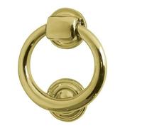 Kooples Hardware Jedo Ring Door Knockers - Traditional Round Door Knocker in Solid Brass - Classic Circular Design for Heritage & Modern Front Doors (Polished Brass, 100mm)