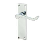 Kooples Hardware Jedo Victorian Scroll Lever on Plate (Latch on Longplate, Polished Chrome)