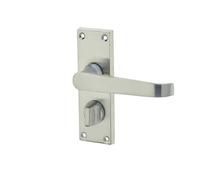 Kooples Hardware Jedo Victorian Straight Lever on Plate (Privacy, Satin Chrome)