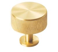 KOOPLES HARDWARE Knurled Radio Knob Cabinet Knob in Matt Black or Brushed Brass for Drawer, Cupboard, or Wardrobe (Satin Brass)
