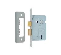 Kooples Hardware Kontrax 2 Lever Sashlock - Internal Door Mortice Lock with Radiused Forend & Strike Plate - Budget Lock for Timber Doors (Satin Nickel, 65mm)
