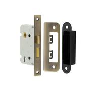 Kooples Hardware Kontrax 2 Lever Sashlocks with Square Forend & Radiused Strike Plate - Internal Mortice Lock for Timber Doors - 64mm or 76mm Case (Antique Brass, 65mm)