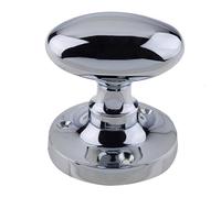 KOOPLES HARDWARE Kontrax Oval Mortice Door Knobs - Traditional Oval-Shaped Knob Set for Internal Doors - Satin Finish Handles with Classic Rose Design (Polished Chrome)