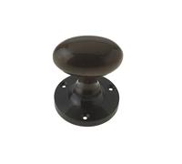 KOOPLES HARDWARE Kontrax Oval Mortice Door Knobs - Traditional Oval-Shaped Knob Set for Internal Doors - Satin Finish Handles with Classic Rose Design (Dark Bronze)