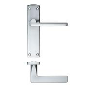 KOOPLES HARDWARE Leon Lever on Latch Backplate - 170mm x 40mm - Satin Stainless Steel Straight Lever Handle for Internal Passage Doors - Fixings Included (Satin Chrome)