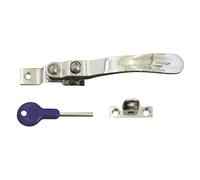 Kooples Hardware Locking Casement Fastener - Secure Window Catch with Key & Keep - Traditional Lockable Latch for Timber Frames (Polished Chrome, 126mm)