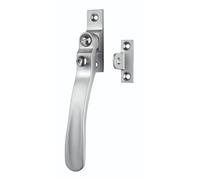 Kooples Hardware Locking Casement Fastener - Secure Window Catch with Key & Keep - Traditional Lockable Latch for Timber Frames (Satin Chrome, 126mm)