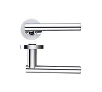 KOOPLES HARDWARE Lucca Lever on Round Rose - Stainless Steel Internal Door Handle - Smooth Straight Lever with Minimalist Neck - Satin Brushed Finish - Fixings Included (Polished Chrome)