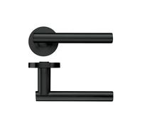 KOOPLES HARDWARE Lucca Lever on Round Rose - Stainless Steel Internal Door Handle - Smooth Straight Lever with Minimalist Neck - Satin Brushed Finish - Fixings Included (Oscuro Matt Black)