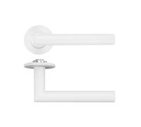 KOOPLES HARDWARE Lugano Lever Handle with 4mm Slim Round Sprung Rose - Modern Brushed Finish - Interior Door Fitting (Powder Coat White)