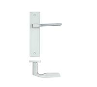 KOOPLES HARDWARE Lyra Lever on Latch Backplate 190mm x 42mm - Modern Internal Door Handle with Slim Rectangular Plate - Sleek Design - Fixings Included (Satin Chrome)