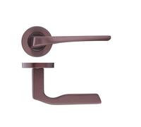 KOOPLES HARDWARE Lyra Lever on Round Rose - Stainless Steel Internal Door Handle - Stylish Flat-Bar Lever with Sleek Neck - Satin Brushed Finish - Fixings Included (E-Coated Bronze)