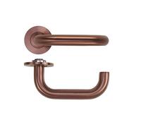 KOOPLES HARDWARE Maggiore Lever Handle on 4mm Round Slim Sprung Rose Modern Internal Door Lever Satin Chrome Finish Contemporary Design for Home or Office (PVD Bronze)