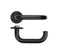 KOOPLES HARDWARE Maggiore Lever Handle on 4mm Round Slim Sprung Rose Modern Internal Door Lever Satin Chrome Finish Contemporary Design for Home or Office (PVD Black)