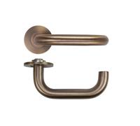 KOOPLES HARDWARE Maggiore Lever Handle on 4mm Round Slim Sprung Rose Modern Internal Door Lever Satin Chrome Finish Contemporary Design for Home or Office (Antique Brass)