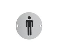 Kooples Hardware Male Toilet Sign - 76mm Dia - Stainless Steel Round Door Marker - Gents WC Symbol