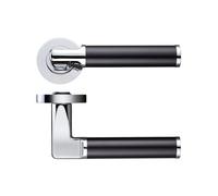 KOOPLES HARDWARE Milan Lever on Round Rose - Stainless Steel Internal Door Handle - Stylish Tapered Modern Lever - Satin Brushed Finish - Fixings Included (Polished Chrome/Matt Black)