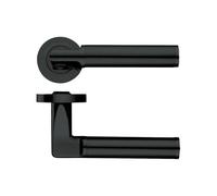 KOOPLES HARDWARE Milan Lever on Round Rose - Stainless Steel Internal Door Handle - Stylish Tapered Modern Lever - Satin Brushed Finish - Fixings Included (Oscuro Matt Black)