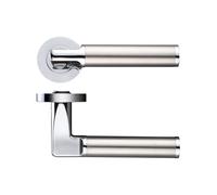 KOOPLES HARDWARE Milan Lever on Round Rose - Stainless Steel Internal Door Handle - Stylish Tapered Modern Lever - Satin Brushed Finish - Fixings Included (Polished Chrome/Satin Stainless)