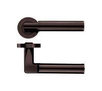 KOOPLES HARDWARE Milan Lever on Round Rose - Stainless Steel Internal Door Handle - Stylish Tapered Modern Lever - Satin Brushed Finish - Fixings Included (Etna Bronze)