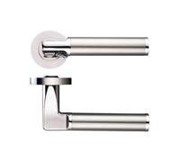 KOOPLES HARDWARE Milan Lever on Round Rose - Stainless Steel Internal Door Handle - Stylish Tapered Modern Lever - Satin Brushed Finish - Fixings Included (Polished Nickel/Satin Stainless)