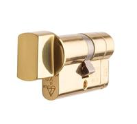 Kooples Hardware MPx6 Euro Cylinder and Turn High-Security Anti-Snap Lock - Thumbturn Barrel for Front & Back Doors (Polished Brass, 100mm)