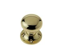 KOOPLES HARDWARE Mushroom Mortice Door Knobs - 51mm Diameter Round Knob Set for Internal Doors - Classic Solid Brass Handles with Traditional Design (Polished Brass)