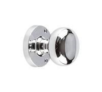 KOOPLES HARDWARE Mushroom Mortice Door Knobs - 60mm Diameter Solid Brass Round Knob Set for Internal Doors - Traditional Heritage Design Handles (Polished Chrome)