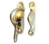 Kooples Hardware Narrow Fitch Fasteners Slimline Sash Window Lock Catch for Timber Frames - Classic Style Window Fastener (Polished Brass)